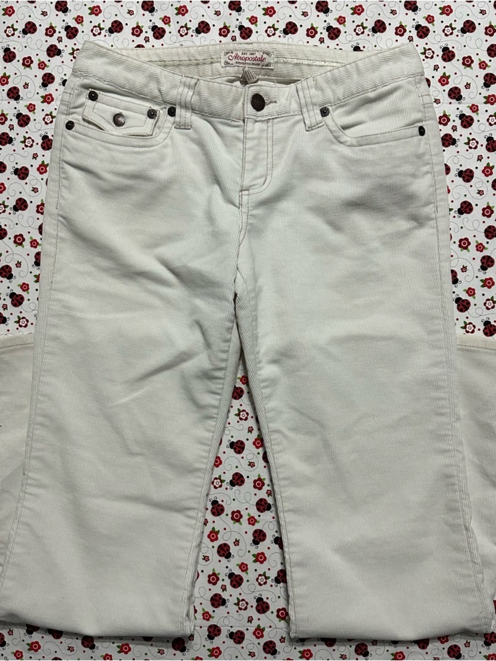 Aeropostale Y2K Cream Corduroy Low Rise Pants 5/6